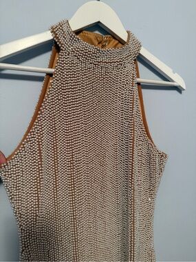 Emily Shalant Pearl Sleeveless Halter Dress